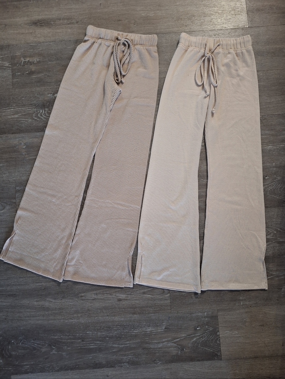 Cream Ribbed Flare Pants - Picture 5 of 6